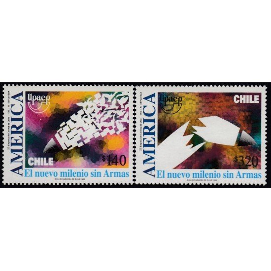 Upaep Chile 1513/14 1999 Misil convertido en mensajes y palomas MNH Upaep Chile 1513/14 1999 Misil convertido en mensajes y palomas MNH