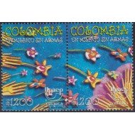 Upaep Colombia 1117/18 654/55 1999 Manos lanzando Flores MNH Upaep Colombia 1117/18 654/55 1999 Manos lanzando Flores MNH