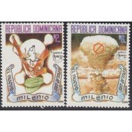 Upaep Rep Dominicana 1397/98 1999 Paloma, fusil y minas Explosión nuclear MNH Upaep Rep Dominicana 1397/98 1999 Paloma, fusil y minas Explosión nuclear MNH