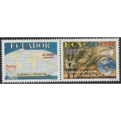 Upaep Ecuador 1473/74 1999 Mapa mundi Paloma y globo terráqueo MNH