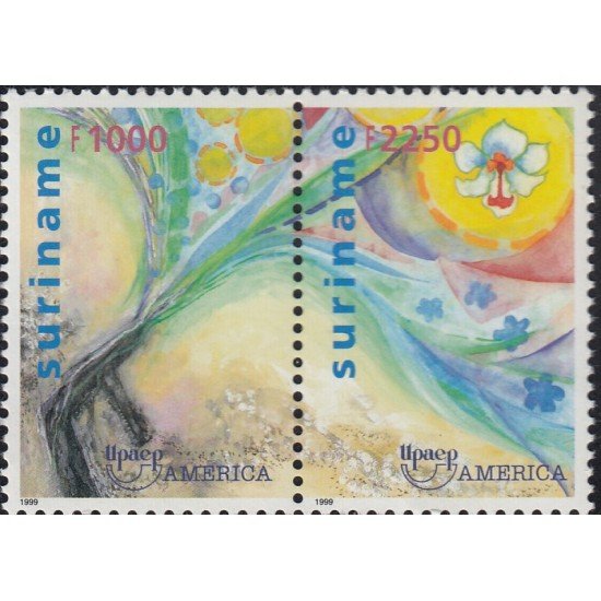 Upaep Suriname 1543/44 1999 Arma disparando una flor MNH