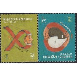 Upaep Argentina 2178/79 2000 VIH Sida AIDS Manos robando un corazón de dos caras MNH