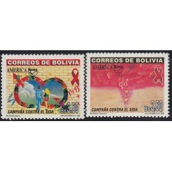 Upaep Bolivia 1061/62 2000 Pareja Lazo Rojo Símbolo masculino y femenino MNH