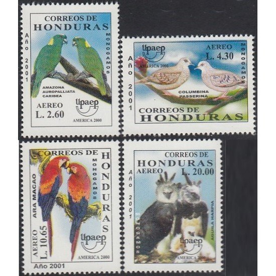 Upaep Honduras 1040/43 2000 VIH Sida AIDS fauna bird Amazona Columbina Ara Harpia MNH Upaep Honduras 1040/43 2000 VIH Sida AIDS fauna bird Amazona Columbina Ara Harpia MNH