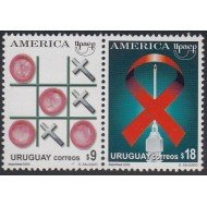 Upaep Uruguay 1925/26 2000 VIH Sida AIDS 3 en raya con preservativos jeringuilla MNH Upaep Uruguay 1925/26 2000 VIH Sida AIDS 3 en raya con preservativos jeringuilla MNH
