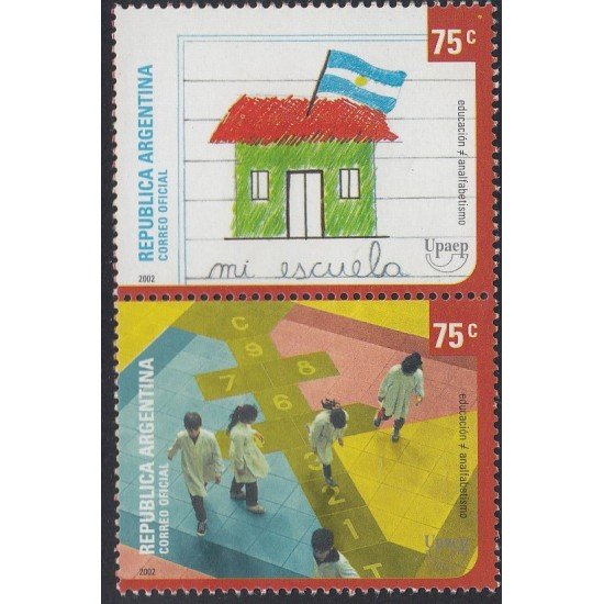 Upaep Argentina 2293/94 2002 Niños jugando Dibujo de un niño MNH Upaep Argentina 2293/94 2002 Niños jugando Dibujo de un niño MNH