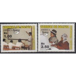 Upaep Bolivia 1143/44 2002 Hombres en la escuela Mujeres aprendiendo informática MNH