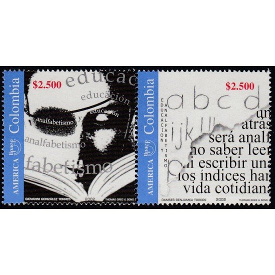 Upaep Colombia 1178/79 2002 Textos Lector MNH Upaep Colombia 1178/79 2002 Textos Lector MNH