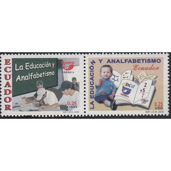 Upaep Ecuador 1694/95 2002 Alumnos en clase Niño con libros MNH Upaep Ecuador 1694/95 2002 Alumnos en clase Niño con libros MNH