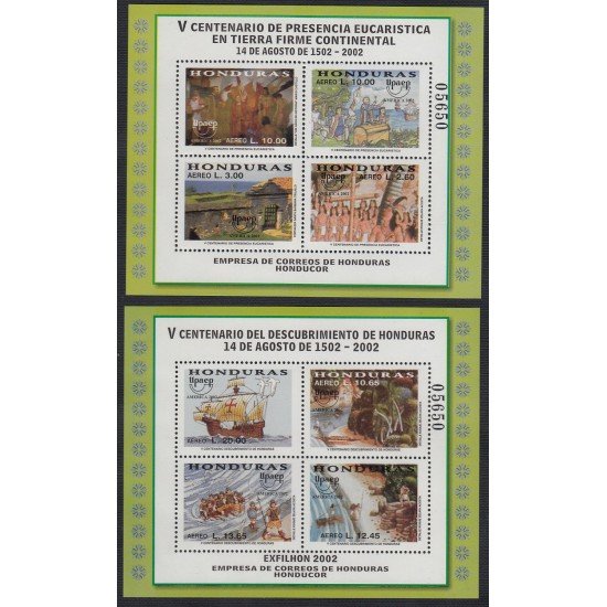 Upaep Honduras HB 68/69 2002 5 Centenario de presencia eucarística MNH
