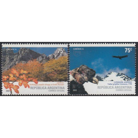 Upaep Argentina 2422/23 2003 Nothofagus Vultur pajáro bird fauna MNH