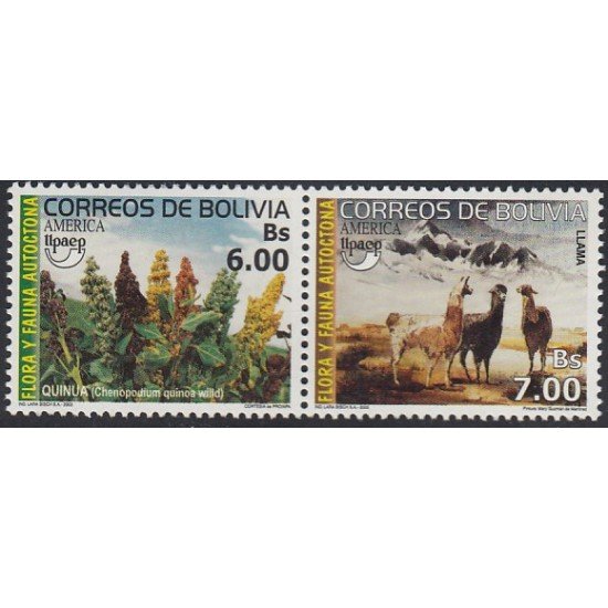 Upaep Bolivia 1155/56 2422/23 2003 Chenopodium Lama guanicoe flora fauna MNH