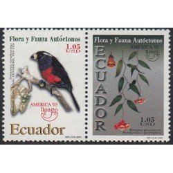 Upaep Ecuador 1769/70 2003 Semnornis Bomarea pájaro bird fauna flora MNH