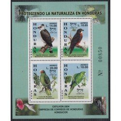Upaep Honduras HB 73 2003 pájaro bird fauna Spizaetus melanoleucus Amazona xantholora MNH