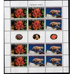 Upaep Suriname 1677/78 Mini hoja flora fauna 2003 Ixora coccine Felis concolor MNH Upaep Suriname 1677/78 Mini hoja flora fauna 2003 Ixora coccine Felis concolor MNH