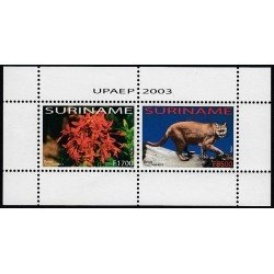 Upaep Suriname HB 94 2003 flora fauna Ixora coccine Felis concolor MNH Upaep Suriname HB 94 2003 flora fauna Ixora coccine Felis concolor MNH