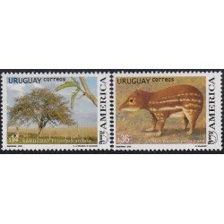 Upaep Uruguay 2124/25 2003 Prosopis affinis Agouti paca flora fauna MNH Upaep Uruguay 2124/25 2003 Prosopis affinis Agouti paca flora fauna MNH