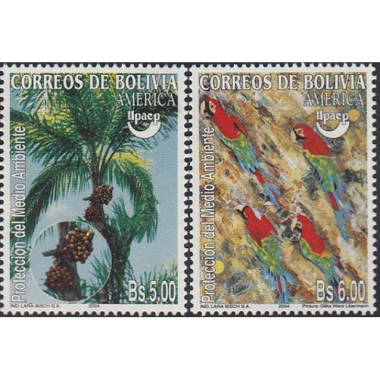 Upaep Bolivia 1178/79 2004 Palmera Loros fauna flora birds pájaro MNH