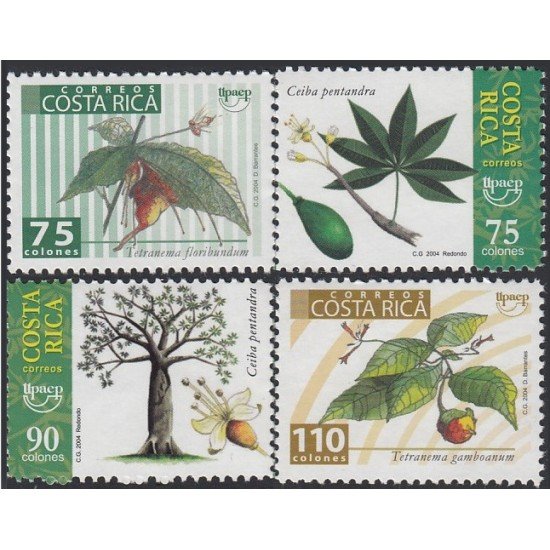 Upaep Costa Rica 748/51 2004 Ceiba Tetranema flora MNH Upaep Costa Rica 748/51 2004 Ceiba Tetranema flora MNH
