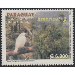 Upaep Paraguay 2909 2004 Procnias nudicollispájaro bird fauna MNH Upaep Paraguay 2909 2004 Procnias nudicollispájaro bird fauna MNH