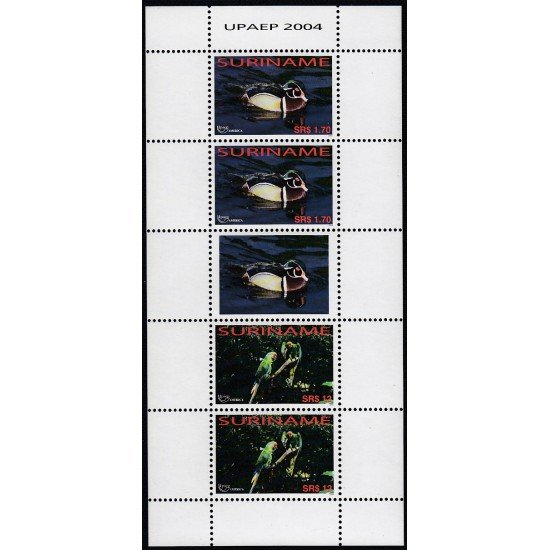 Upaep Suriname HB 100 2004 Pato y Loros fauna MNH Upaep Suriname HB 100 2004 Pato y Loros fauna MNH