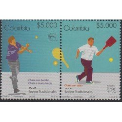 Upaep Colombia 1501/02 2009 Juegos tradicionales Chaza con bombo tabla mano MNH