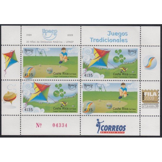 Upaep Costa Rica 2009 904/05 Juegos tradicionales Bolinchas Papalotes MNH Upaep Costa Rica 2009 904/05 Juegos tradicionales Bolinchas Papalotes MNH