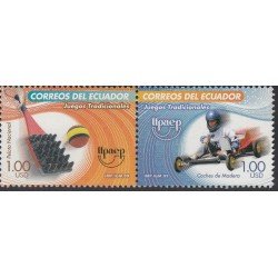 Upaep Ecuador 2191/92 2009 Juegos tradicionales Coches de madera MNH