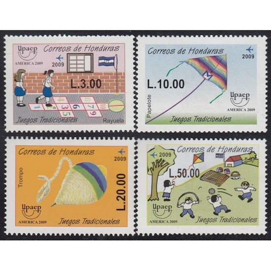 Upaep Honduras 1334/37 2009 Juegos tradicionales Trompo Rayuela Papalote MNH Upaep Honduras 1334/37 2009 Juegos tradicionales Trompo Rayuela Papalote MNH