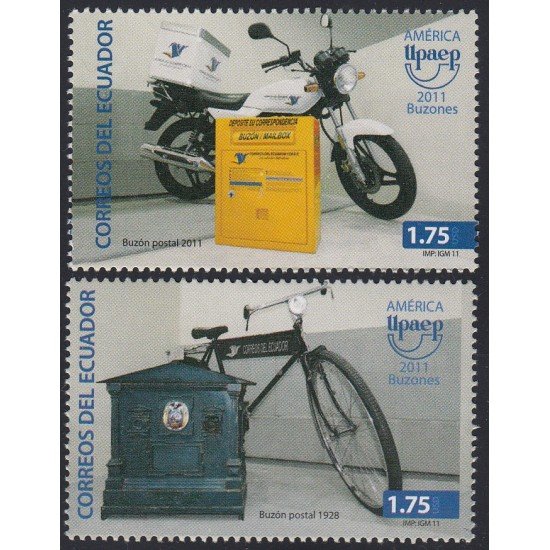 Upaep Ecuador 2354/55 2011 Buzón postal 1928 Buzón postal 2011 MNH