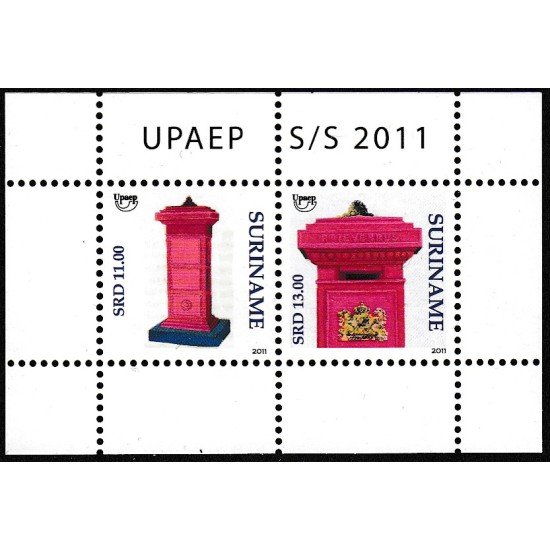 Upaep Suriname 2256/57 2011 Mini hoja Buzones MNH Upaep Suriname 2256/57 2011 Mini hoja Buzones MNH