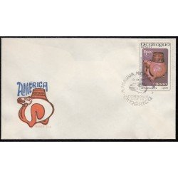 Upaep Nicaragua 1307 1989 Vaso zoomorfo SPD FDC Sobre Primer Día Upaep Nicaragua 1307 1989 Vaso zoomorfo SPD FDC Sobre Primer Día
