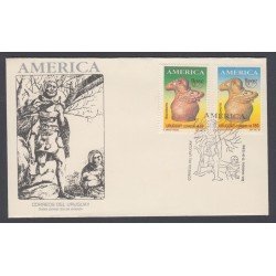 Upaep Uruguay 1285/86 1989 Vasija ñacurutu SPD FDC Sobre Primer Día Upaep Uruguay 1285/86 1989 Vasija ñacurutu SPD FDC Sobre Primer Día