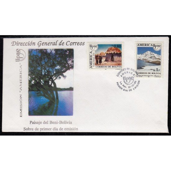 Upaep Bolivia 757/58 1990 Chipaya monte Potosí SPD FDC Sobre Primer Día Upaep Bolivia 757/58 1990 Chipaya monte Potosí SPD FDC Sobre Primer Día