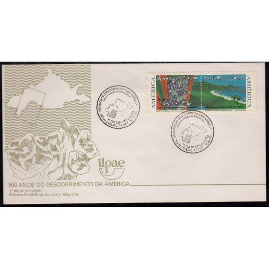 Upaep Brasil 1985/86 1990 Reserva Playa y lago de soul SPD FDC Sobre Primer Día Upaep Brasil 1985/86 1990 Reserva Playa y lago de soul SPD FDC Sobre Primer Día