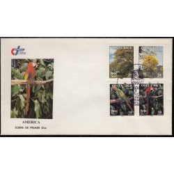 Upaep Costa Rica 536/39 1990 Ara Macao Ambigua SPD FDC Sobre Primer Día Upaep Costa Rica 536/39 1990 Ara Macao Ambigua SPD FDC Sobre Primer Día