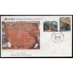 Upaep Bolivia 781/82 1991 Ntra Sra de la Paz Chuquiago SPD FDC Sobre Primer Día Upaep Bolivia 781/82 1991 Ntra Sra de la Paz Chuquiago SPD FDC Sobre Primer Día