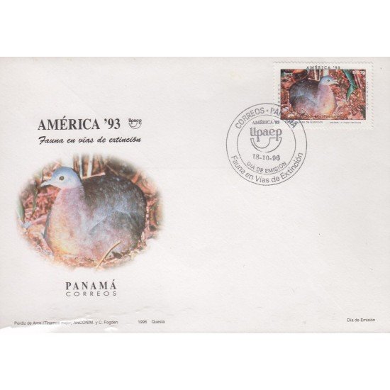 Upaep Panamá 1126 1993 bird Tinamus major SPD FDC Sobre Primer Día Upaep Panamá 1126 1993 bird Tinamus major SPD FDC Sobre Primer Día