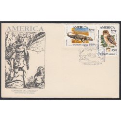 Upaep Uruguay 1463/64 1993 fauna bird Caiman latirostris Speotyto SPD FDC Sobre Primer Día Upaep Uruguay 1463/64 1993 fauna bird Caiman latirostris Speotyto SPD FDC Sobre Primer Día