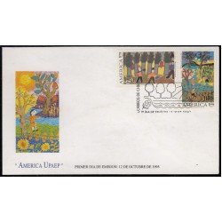 Upaep Chile 1273/74 1995 Caimán Niños en el campo SPD FDC Sobre Primer Día