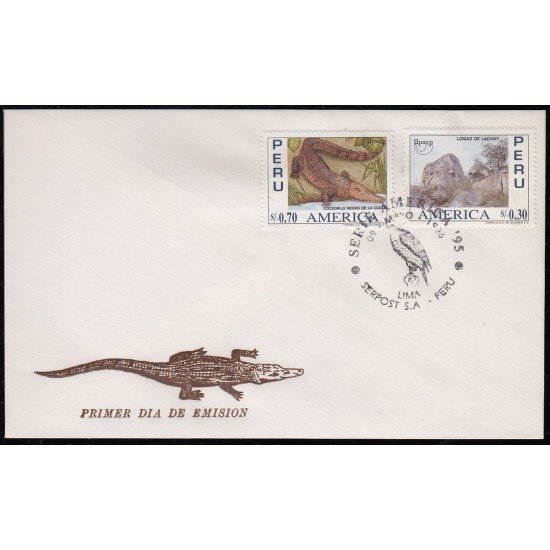 Upaep Perú 1076/77 1995 Reseva Lachay Crocodylus SPD FDC Sobre Primer Día Upaep Perú 1076/77 1995 Reseva Lachay Crocodylus SPD FDC Sobre Primer Día