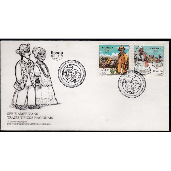 Upaep Brasil 2299/00 1996 Vaquero Mujer de la Bahía SPD FDC Sobre Primer Día
