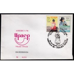Upaep Ecuador 1373/74 1996 Niña bordando Otavalo SPD FDC Sobre Primer Día Upaep Ecuador 1373/74 1996 Niña bordando Otavalo SPD FDC Sobre Primer Día