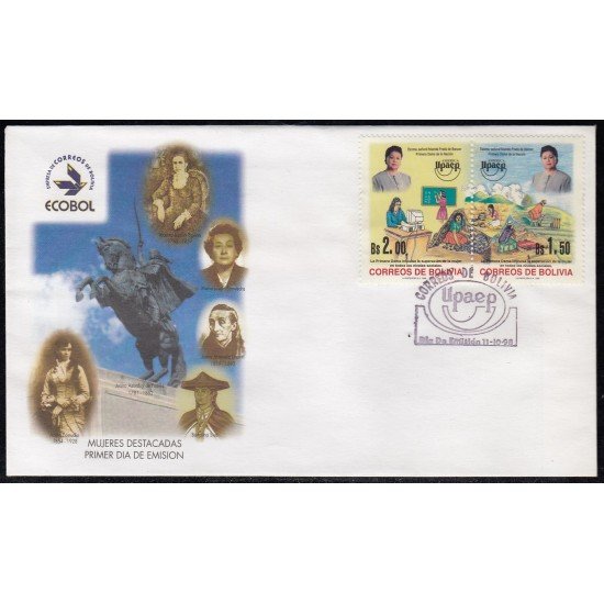 Upaep Bolivia 987/88 1998 La Primera Dama SPD FDC Sobre Primer Día Upaep Bolivia 987/88 1998 La Primera Dama SPD FDC Sobre Primer Día