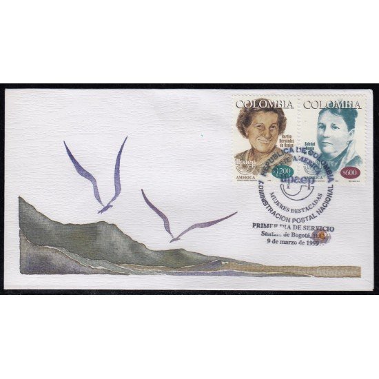Upaep Colombia 1092-993 1998 Soledad Román Berta SPD FDC Sobre Primer Día Upaep Colombia 1092-993 1998 Soledad Román Berta SPD FDC Sobre Primer Día