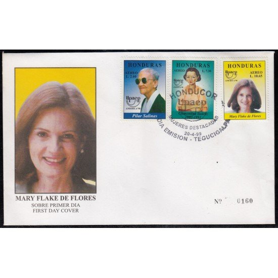 Upaep Honduras 968/70 1998 Pilar Clementina Mary Flake SPD FDC Sobre Primer Día