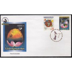 Upaep Bolivia 1036/37 1999 La tierra en una flor SPD FDC Sobre Primer Día Upaep Bolivia 1036/37 1999 La tierra en una flor SPD FDC Sobre Primer Día