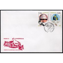 Upaep Cuba 3838/39 1999 Paloma y explosión Tierra SPD FDC Sobre Primer Día Upaep Cuba 3838/39 1999 Paloma y explosión Tierra SPD FDC Sobre Primer Día