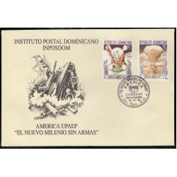 Upaep Rep Dominicana 1397/98 1999 Paloma, fusil y minas SPD FDC Sobre Primer Día Upaep Rep Dominicana 1397/98 1999 Paloma, fusil y minas SPD FDC Sobre Primer Día