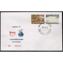 Upaep Ecuador 1473/74 1999 Paloma y globo terráqueo SPD FDC Sobre Primer Día Upaep Ecuador 1473/74 1999 Paloma y globo terráqueo SPD FDC Sobre Primer Día